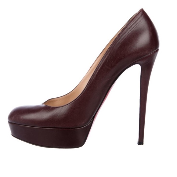 Christian Louboutin Burgundy Leather Platform Pumps